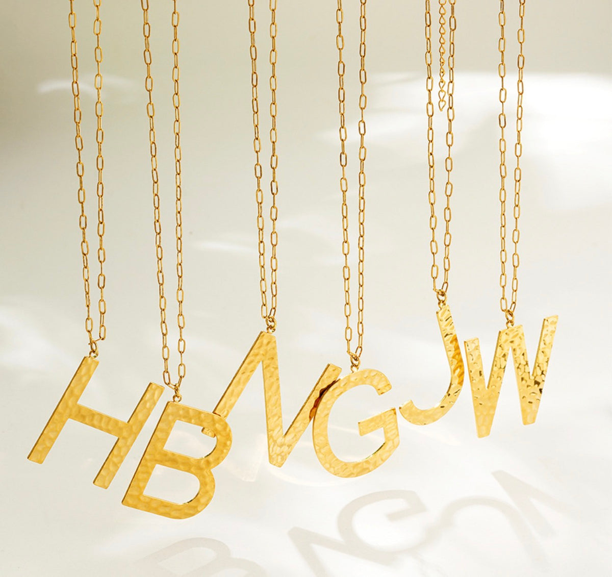 Hammered Gold Initial Letter Pendant