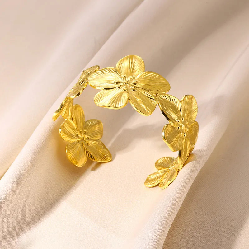 Bohemian Flower Open Bracelet