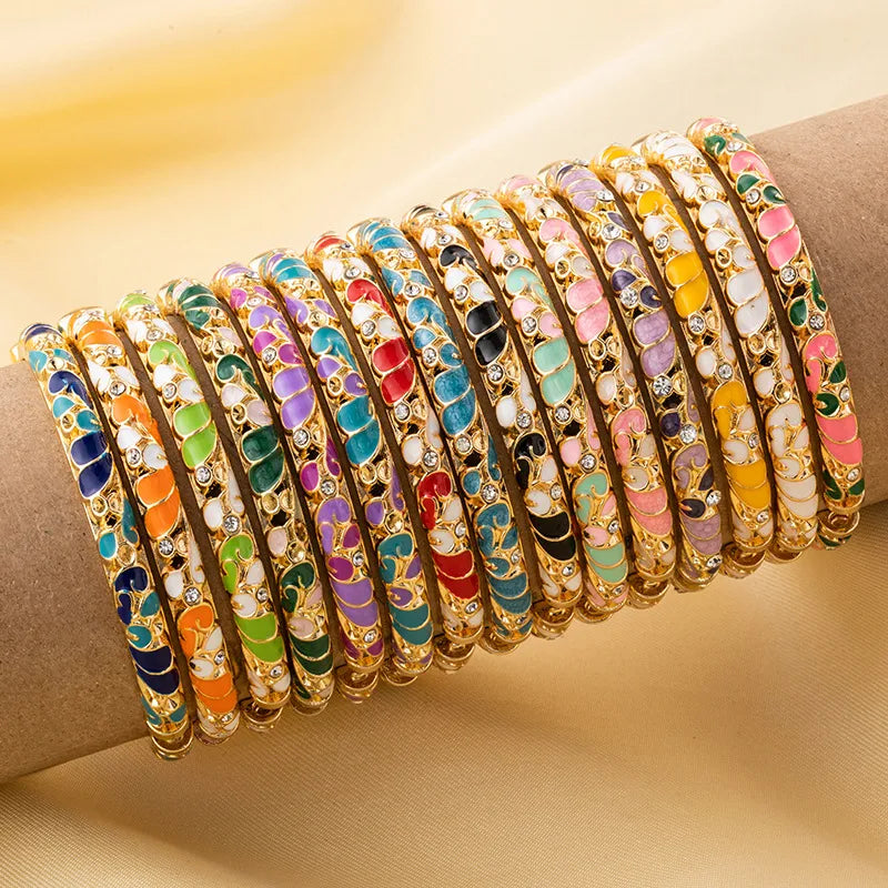 Floral Bangle With CZ Accent