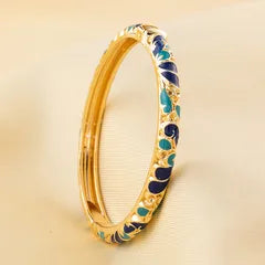 Floral Bangle With CZ Accent