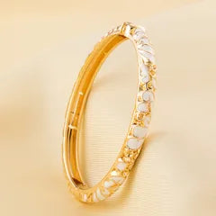 Floral Bangle With CZ Accent