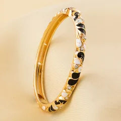 Floral Bangle With CZ Accent
