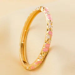 Floral Bangle With CZ Accent