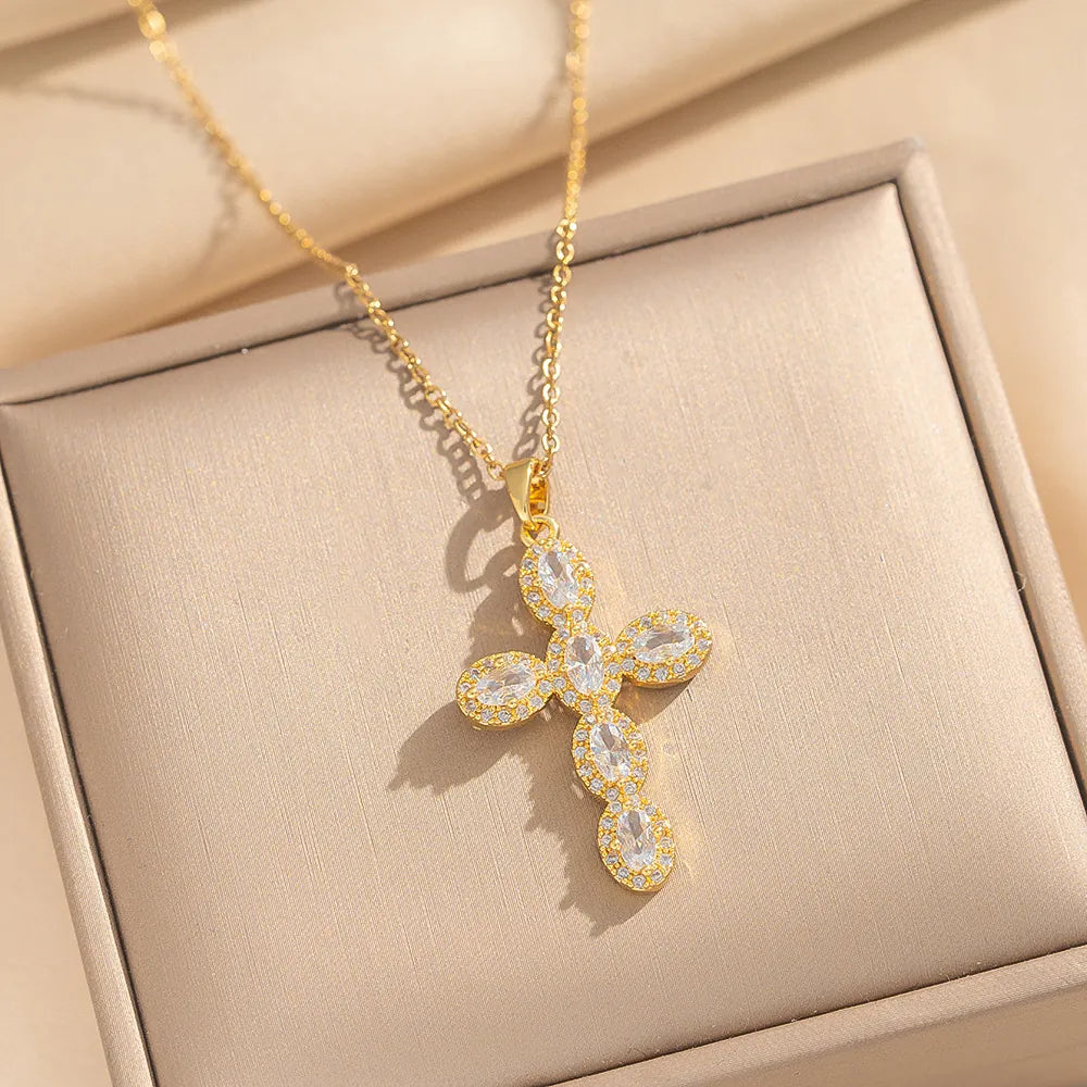 CZ Cross Pendent Necklace