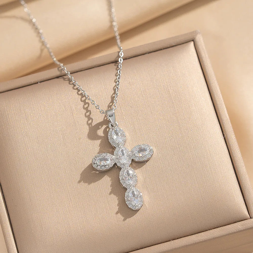 CZ Cross Pendent Necklace